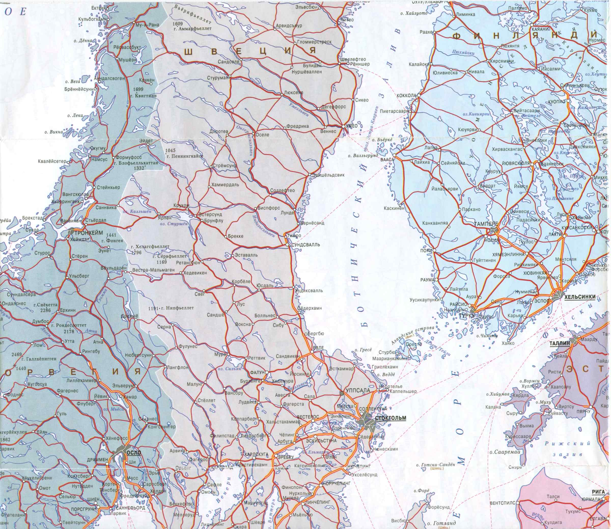  Карта автодорог Европы 1см:45км. Большая подробная карта автодорог Европы на русском языке, B1 - 