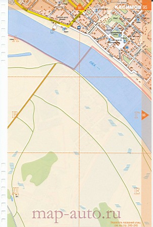 Карта Касимова. Подробнейшая карта города Касимов Рязанской области сназваниями улиц и номерами домов