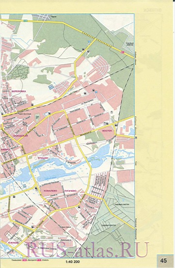 Карта Бреста. Детальная крупномасштабная карта города Брест с названиямиулиц и достопримечательностями