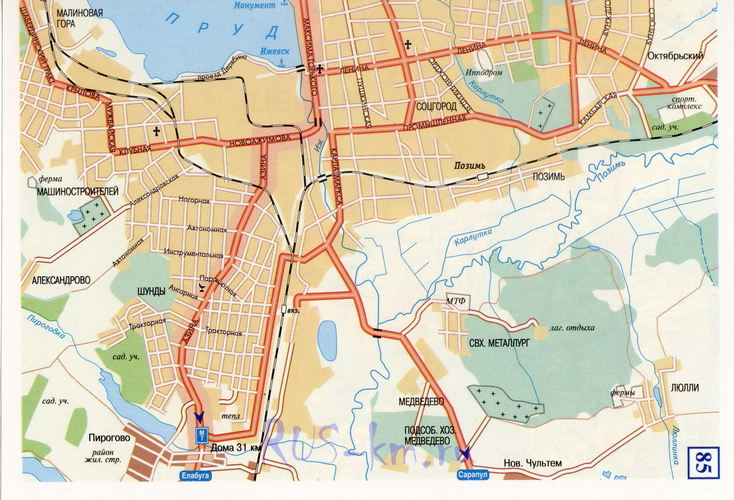 Карта Ижевска с улицами и домами