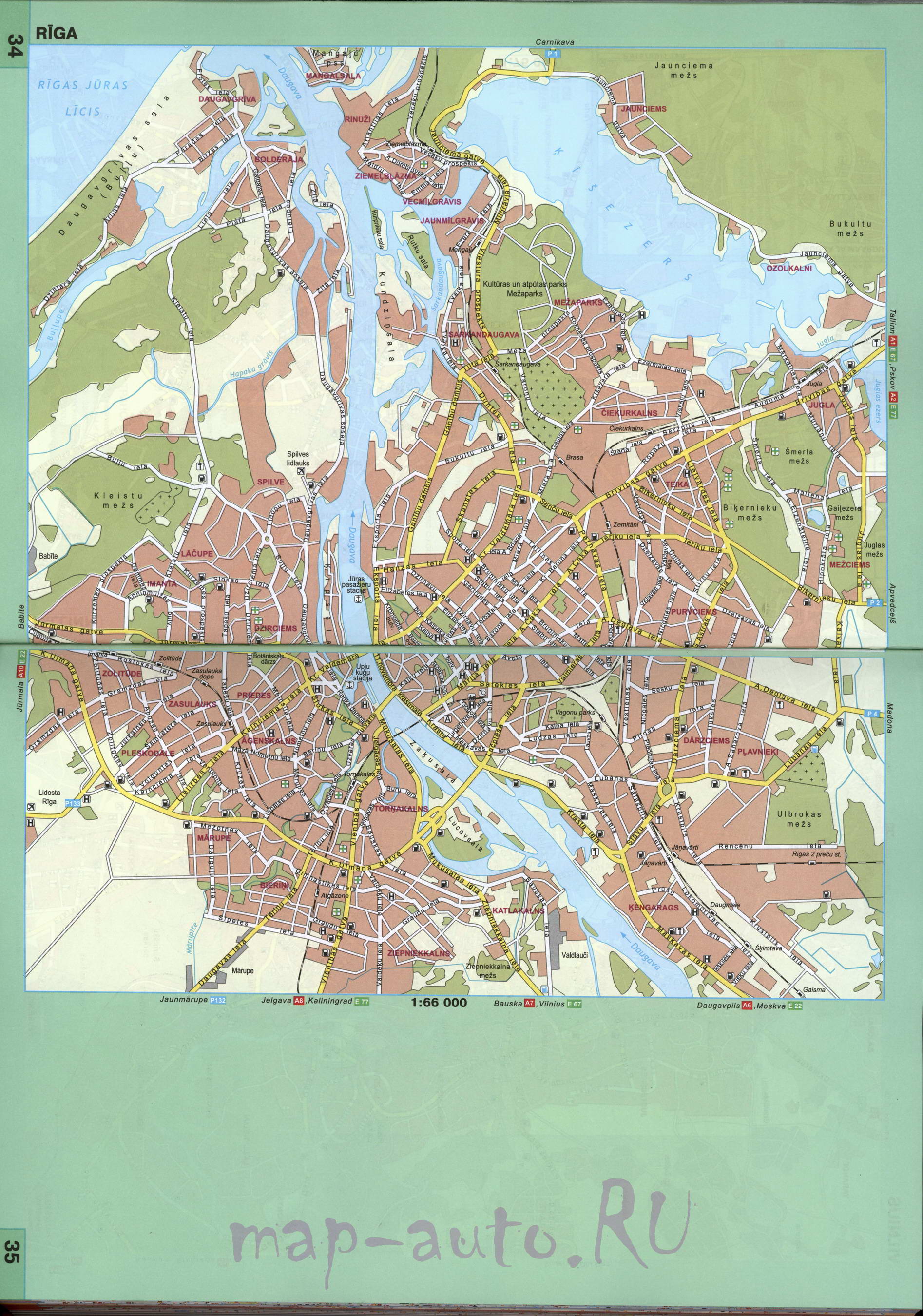 Латвия, карта Риги. Подробная карта Риги. Большая четкая карта Риги с названиями улиц, A0 - 