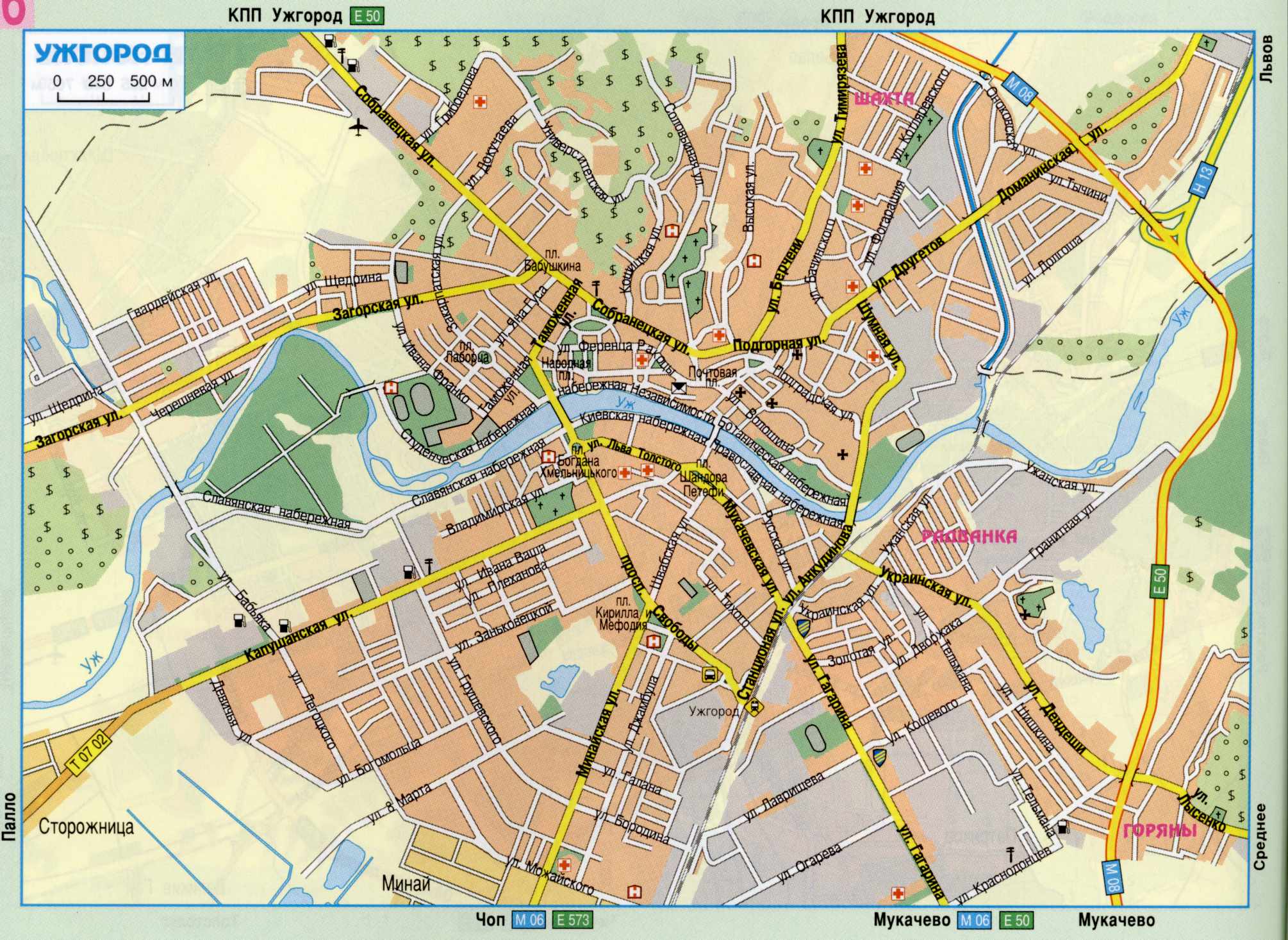 Карта улиц города Ужгород