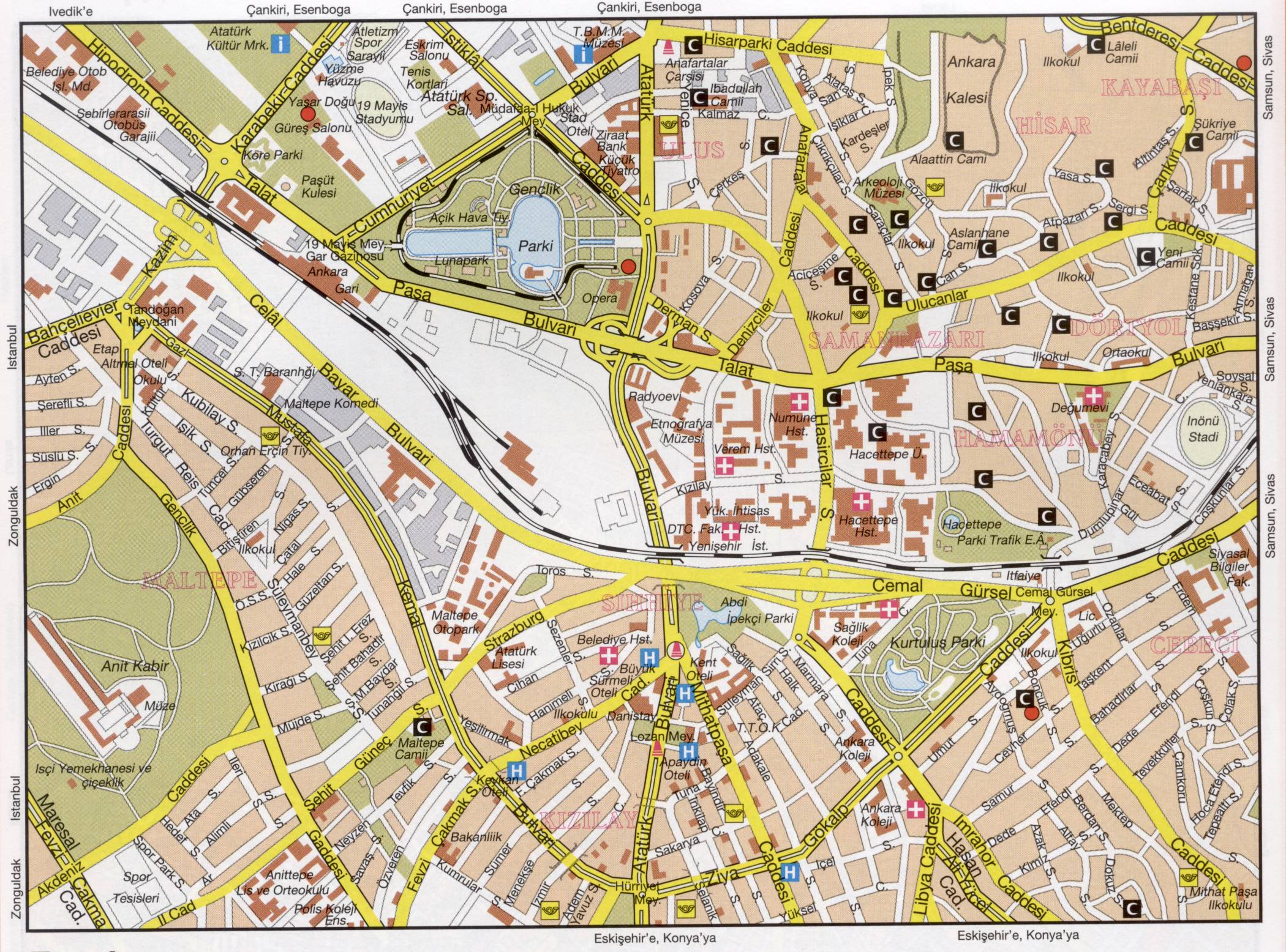 Турция. Карта Анкары. Подробная карта улиц города Анкара. Скачать бесплатно, A0 - 