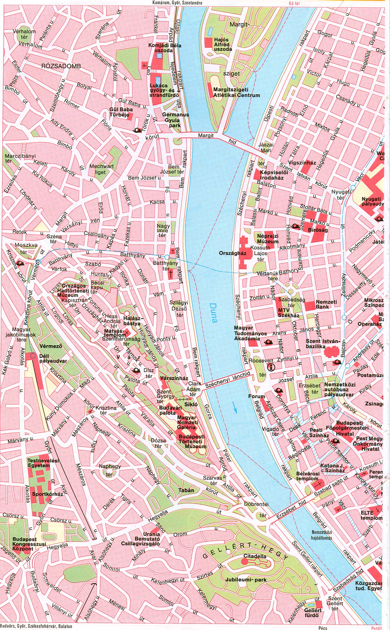 Венгрия. Карта Будапешта. Большой крупномасштабный план-карта столицы Венгрии города Будапешт.. Скачать бесплатно карту , A0 - 