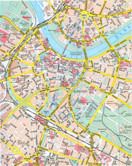 карта центра города Дрезден масштаба