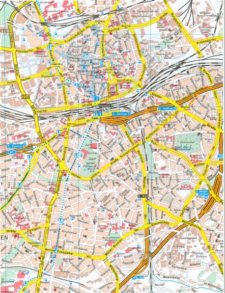 карта центра города Эссен, Германия