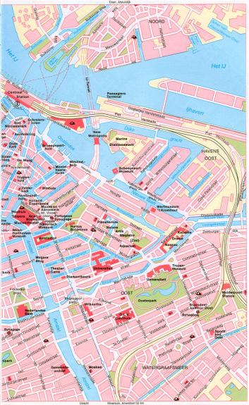 города Амстердам на двух листах, карта