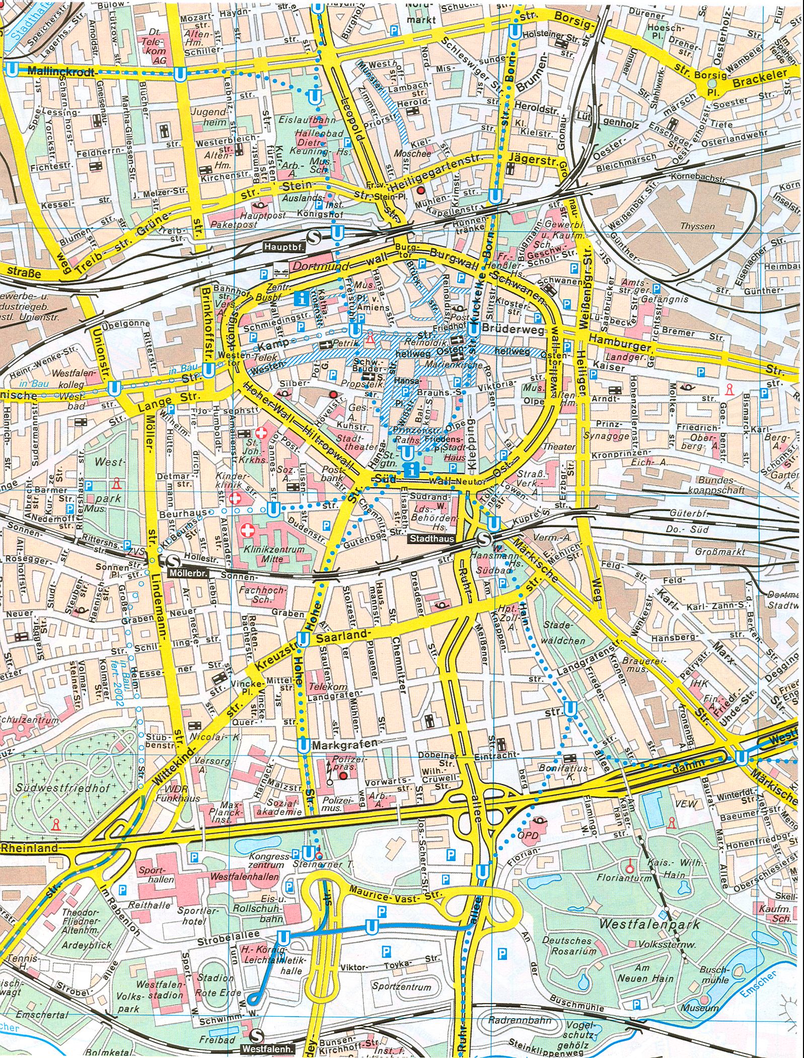 Германия. Дортмунд - подробный план города Дортмунда масштаба 1см:150м. Скачать бесплатно карту , A0 - 